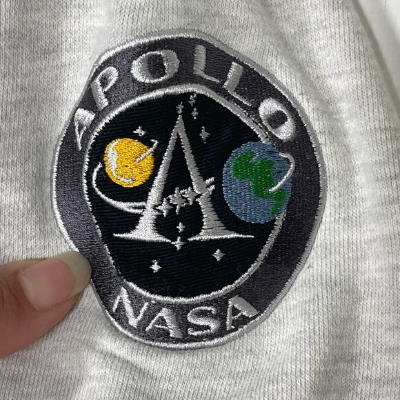 NASA Hoodie Men's Size Small Gray Black Spellout Embroidered Logo Sweatshirt - Picture 4 of 6